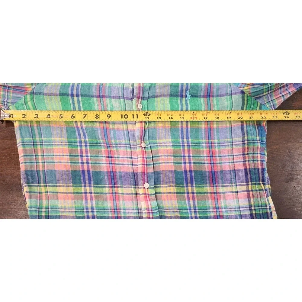 Polo Ralph Lauren Button Down Shirt Size M  Linen 100% Beach Plaid